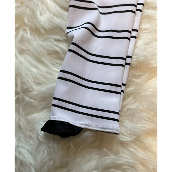 Same Los Angeles Leggings White & Black Stripe Half Ruffle Trim Size S - Picture 3 of 6